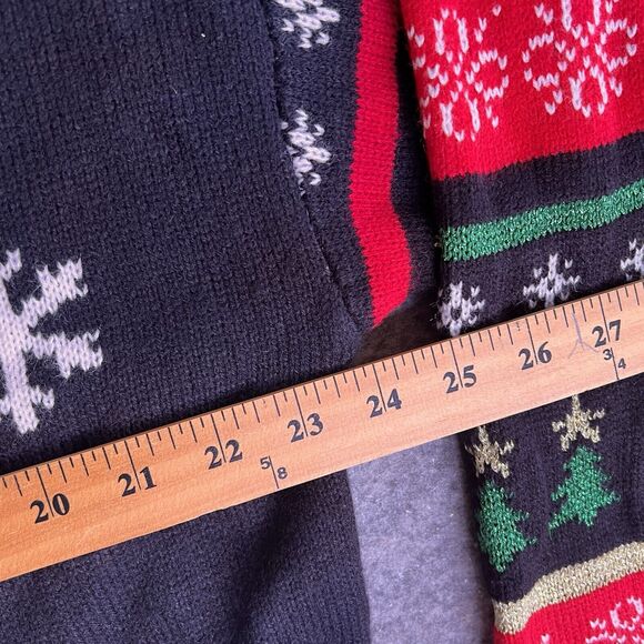 Blizzard Bay Ugly Christmas Sweater Women’s Large Black Red Dog Pug Boat Neck - Picture 5 of 6